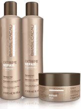 Духи, Парфюмерия, косметика УЦЕНКА Набор - Cadiveu Brasil Cacau Extreme Repair Home Care Kit (sh/300ml + cond/300ml + h/mask/200ml)*