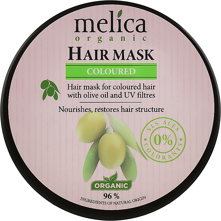 Маска для окрашенных волос с оливковым маслом и УФ-фильтрами - Melica Organic Coloured Olive Oil UV Filters Hair Mask — фото N1
