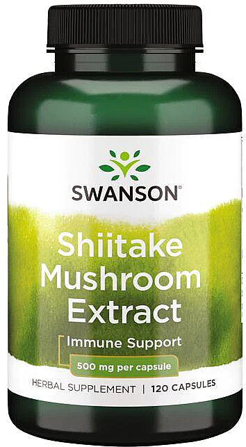 Пищевая добавка "Экстракт грибов шиитаке", 500 мг, 120 капсул - Swanson Shiitake Mushroom Extract — фото N1