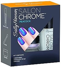 Духи, Парфюмерия, косметика Набор - Sally Hansen Salon Chrome Peacock (chrome powder/1g + top coat/5ml + applicator)