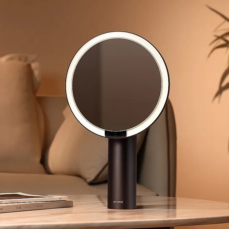 Косметичне дзеркало з підсвічуванням, чорне - Amiro LED Mirror Black — фото N9