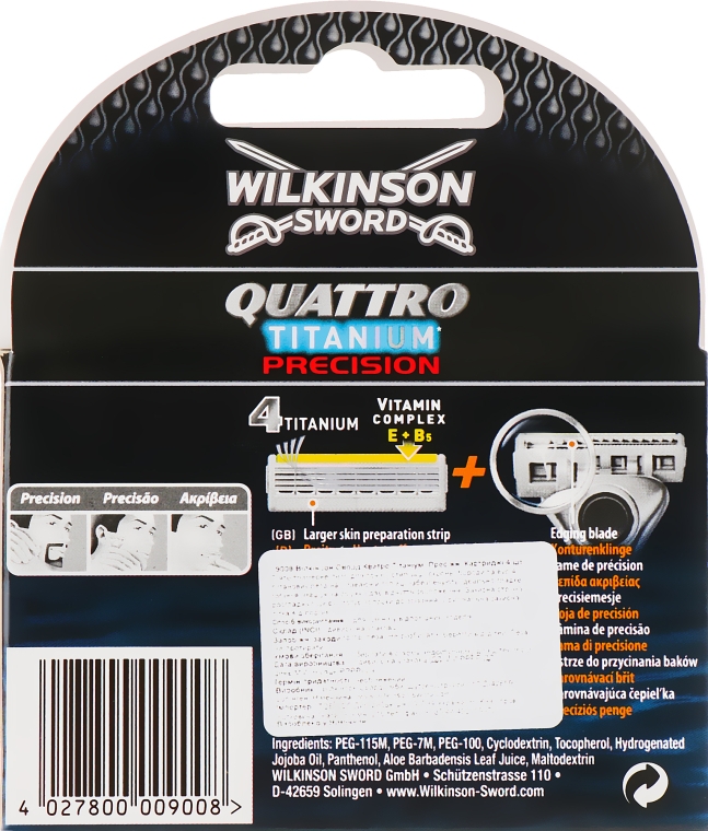 Змінні касети для гоління, 4 шт. - Wilkinson Sword Quattro Titanium Precision — фото N2