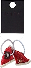 Резинка новорічна для волосся "Шапка Санти з кільцем", сіра + блакитна - Lolita Accessories — фото N1