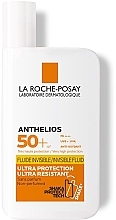Легкий сонцезахисний флюїд, стійкий до води та поту,для чутливої шкіри обличчя, дуже високий рівень захисту від UVB та дуже довгих UVA променів SPF50+ - La Roche-Posay Anthelios Invisible Fluid SPF50+ — фото N1
