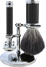 Парфумерія, косметика Набір для гоління - Edwin Jagger Black & Chrome 3 Piece DE Set Black Synthetic