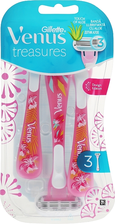 Одноразові станки для гоління, 3 шт. - Gillette Venus Treasures Design Edition Pink — фото N1