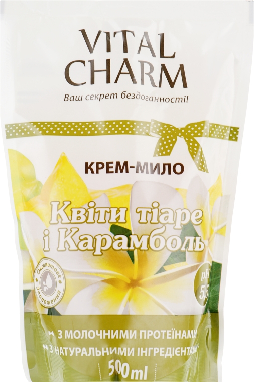 Крем-мыло "Цветы тиаре и карамболь", doy-pack - Vital Charm — фото N1