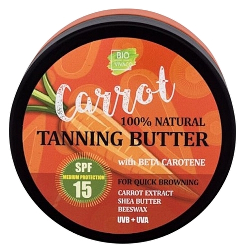 Натуральна олія для засмаги з екстрактом моркви - Vivaco Bio Carrot Tanning Butter SPF 15 — фото N1