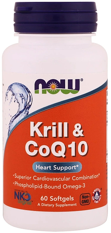 Олія крилю з коензимом Q10 - Now Foods Krill & CoQ10 — фото N1