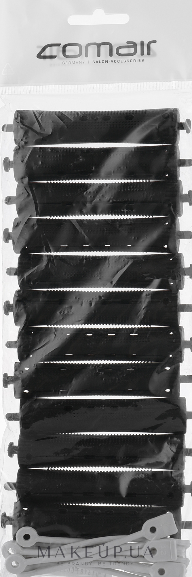 Бігуді для холодної завивки, з круглою гумкою, чорні, d16 - Comair — фото 12шт