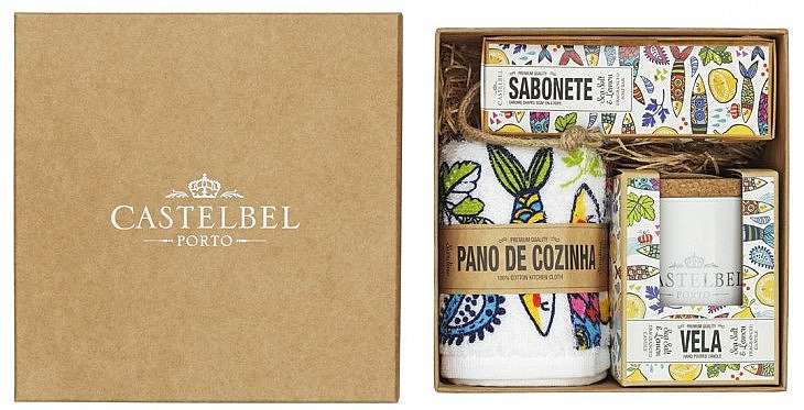 Набір - Castelbel Sardines (candle/190g + towel/1pc + soap/80g) — фото N1
