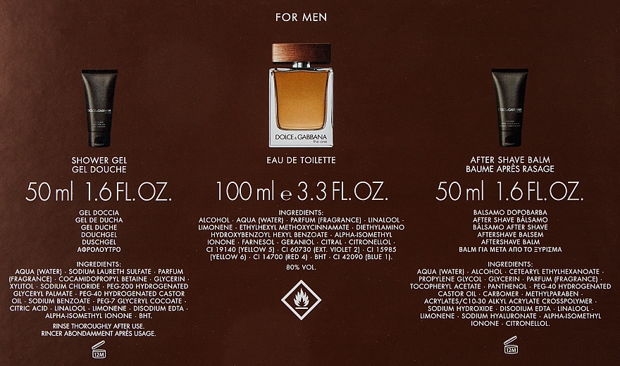 Dolce & Gabbana The One For Men - Набор (edt/100ml + ash/balm/50ml + sh/gel/50ml) — фото N3