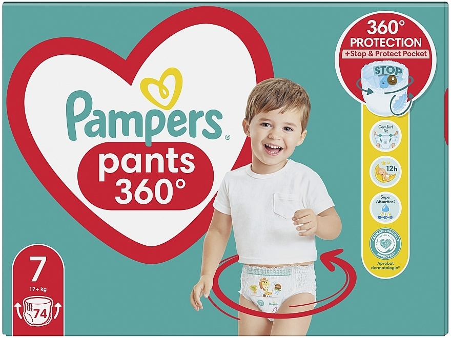 Подгузники-трусики Pants, размер 7, 17+ кг, Mega Pack 74 шт. - Pampers — фото N2