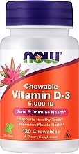 Жевательный витамин D-3 с натуральным вкусом мяты - Now Foods Now Foods Chewable Vitamin D-3 Natural Mint Flavor 5000 IU — фото N1