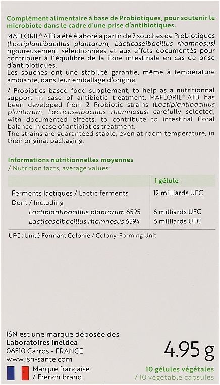 Комплекс пробіотиків "MAFLORIL ATB", стійких до антибіотиків - Ineldea Sante Naturelle — фото N3