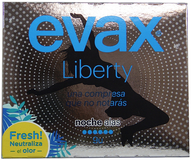 Гігієнічні прокладки нічні, з крильцями, 9 шт. - Evax Liberty — фото N1