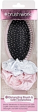 Набор для волос - Brushworks Detangling Brush & Satin Scrunchies (hairbands/2pcs + h/brush) — фото N1