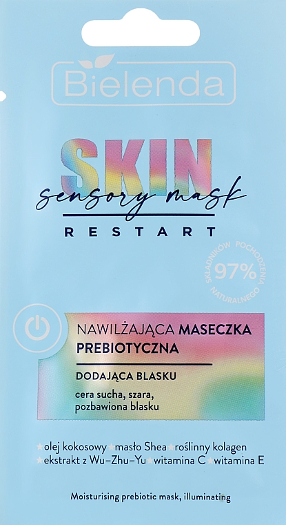 Увлажняющая пребиотическая маска для лица, придающая сияние - Bielenda Skin Restart Sensory Moisturizing Prebiotic Mask (пробник)
