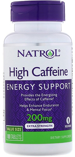 Кофеин, 200 мг - Natrol High Caffeine, Extra Strength — фото N1
