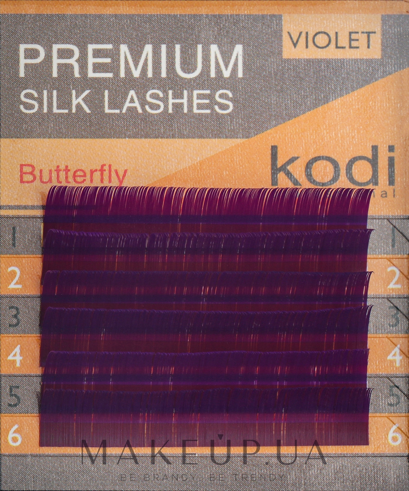 Накладні фіолетові вії Butterfly B 0.15 (6 рядів: 12 mm) - Kodi Professional — фото 1уп