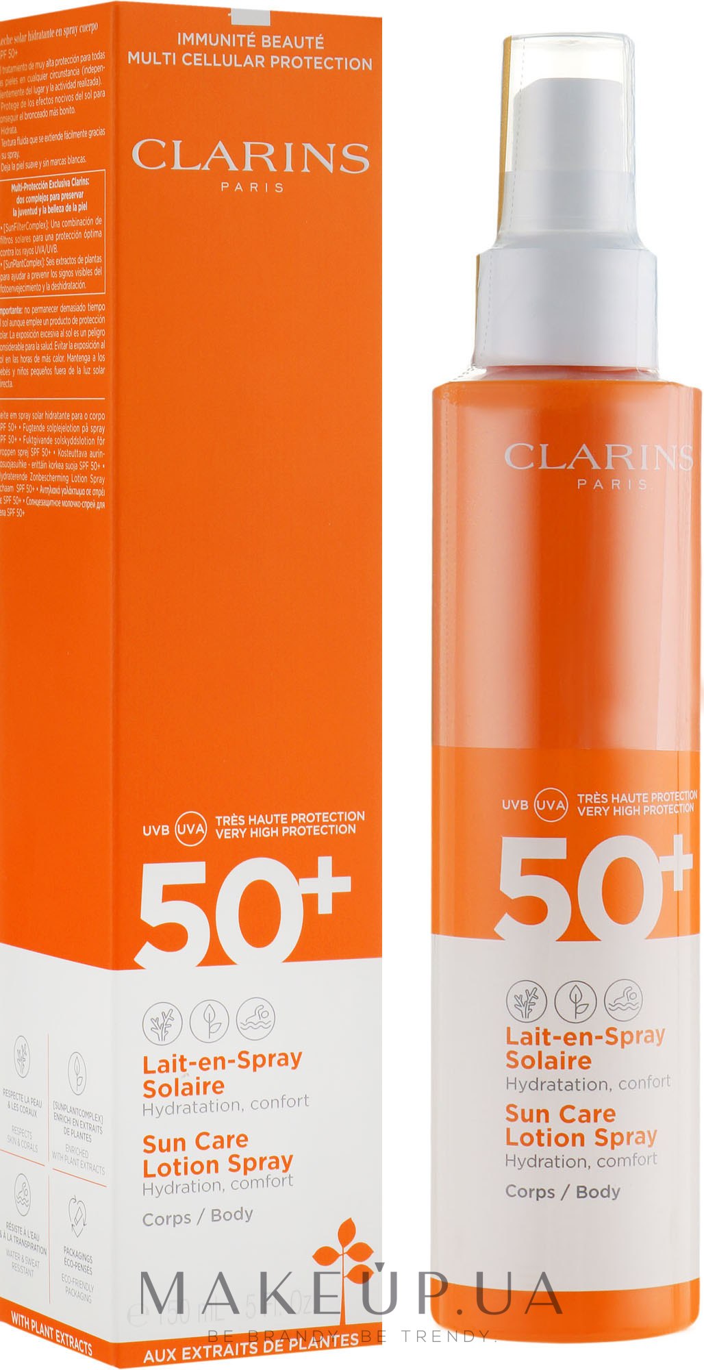 Солнцезащитное молочко-спрей для тела - Clarins Lait-en-Spray Solaire Corps 50+ — фото 150ml