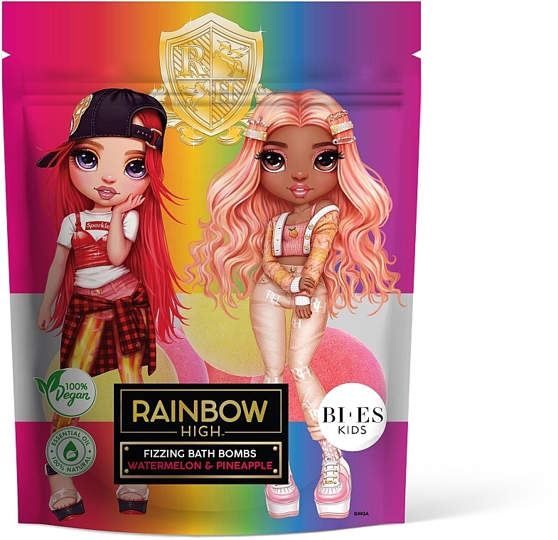 Бомбочка для ванни - Bi-es Kids Rainbow Hight Fizzing Bath Bombs Watermelon & Pineapple — фото N1