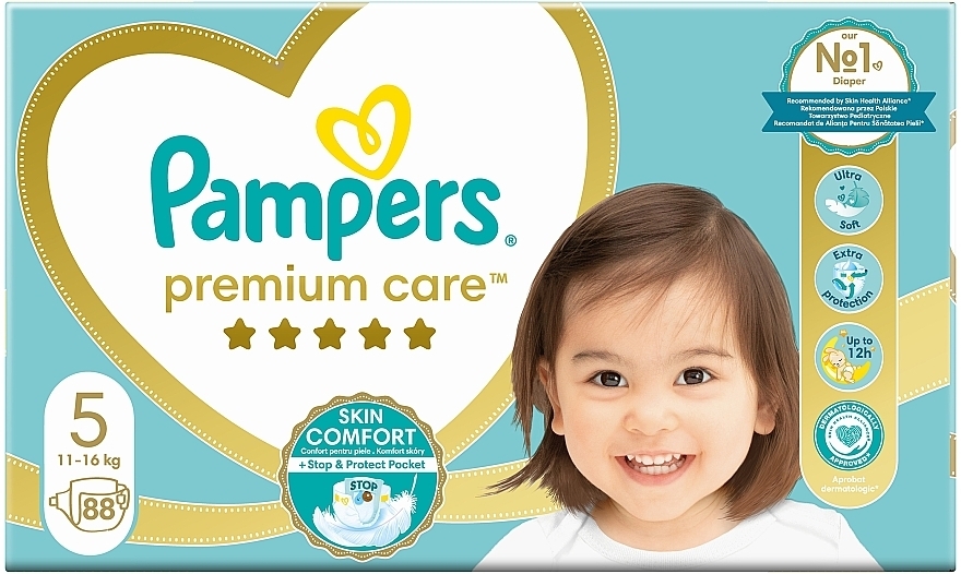 Підгузки Pampers Premium Care Розмір 5 (Junior), 11-16 кг, 88 штук - Pampers — фото N2