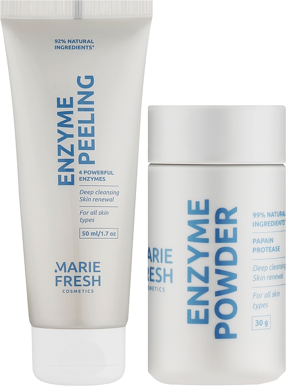Набір ензимна пудра + ензимний пілінг Glow Skin Enzyme Beauty Set для сяяння шкіри - Marie Fresh Cosmetics (f/peel/30g + f/peel/50g) — фото N1