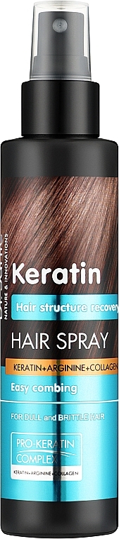 Спрей для тусклых и ломких волос Кератин + Аргинин + Коллаген - Dr. Sante Keratin Spray