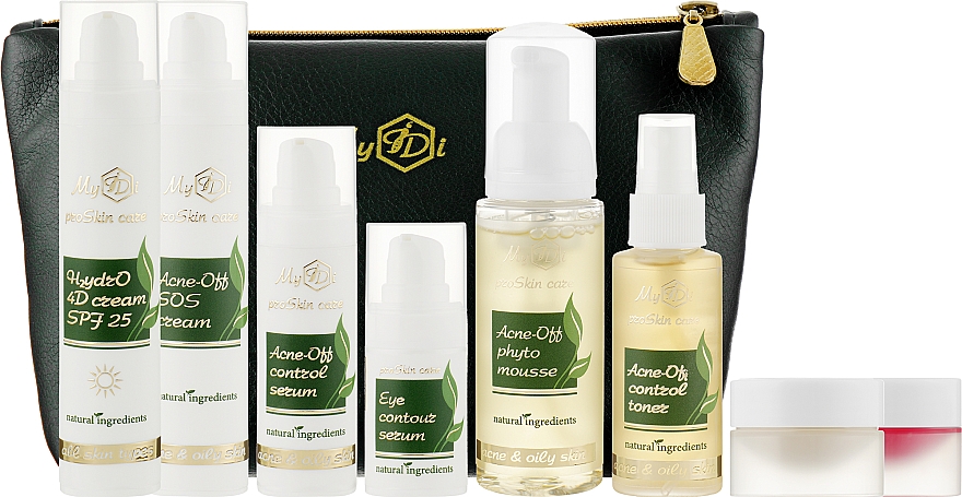 Набор ежедневного ухода для жирной, проблемной и кожи с акне, 9 продуктов - MyIDi Beauty Acne-Off Kit 