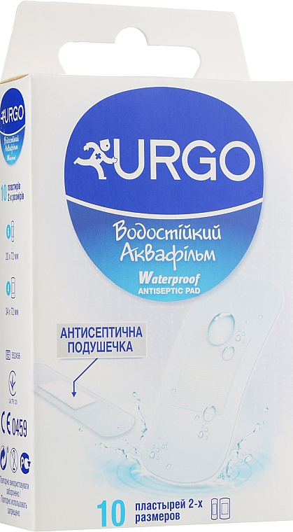 Пластырь медицинский водонепроницаемый "Аквафильм" с антисептиком - Urgo — фото N1