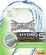Сменные картриджи для бритвы, 2 шт. - Wilkinson Sword Hydro 5 Connect Sensitive — фото N1