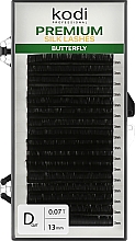 Парфумерія, косметика Накладні вії Butterfly Green D 0.07 (16 рядів: 13 мм) - Kodi Professional