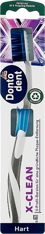 Зубная щетка X-Clean Hart, жесткая, синяя - Dontodent — фото N1