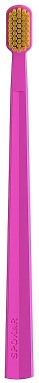 Зубна щітка "X", м'яка, рожево-жовта - Spokar X — фото N2
