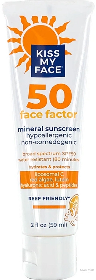 Солнцезащитный крем - Kiss My Face Face Factor SPF 50 Mineral Sunscreen — фото 59ml