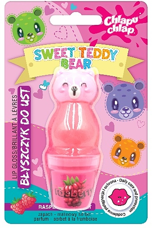 Блиск для губ у формі ведмедя з ароматом малинового сорбету - Chlapu Chlap Lip Gloss Sweet Teddy Bear — фото N1