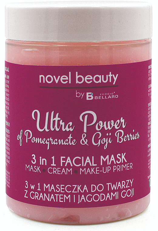 Маска для обличчя 3в1 з гранатом та чорницею - Fergio Bellaro Novel Beauty Ultra Power Facial Mask — фото N1