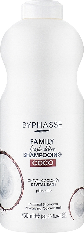 Шампунь для фарбованого волосся з кокосом - Byphasse Family Fresh Delice Shampoo — фото N1