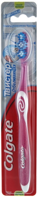Зубная щетка "Отбеливающая" средней жесткости, малиновая - Colgate Whitening Medium Toothbrush — фото N1