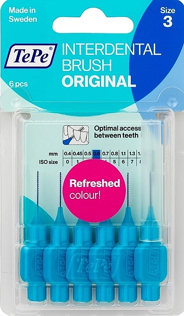 Набор межзубных ершиков "Original", 0.6 мм, голубые - TePe Interdental Brush Original Size 3 — фото N1