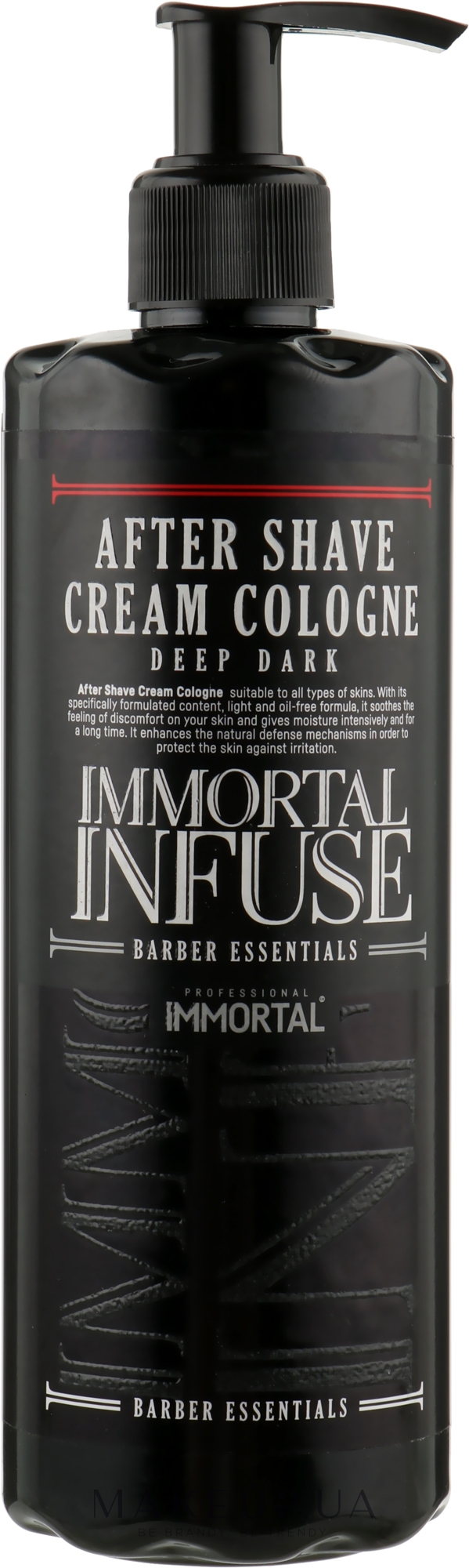 Крем после бритья черный - Immortal Infuse After Shave Cream Cologne Deep Dark — фото 400ml