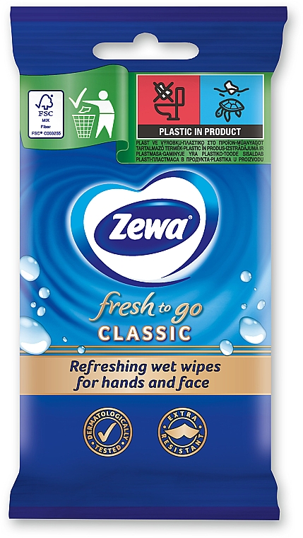 Салфетки влажные, 10 шт - Zewa Classic Wipes — фото N1