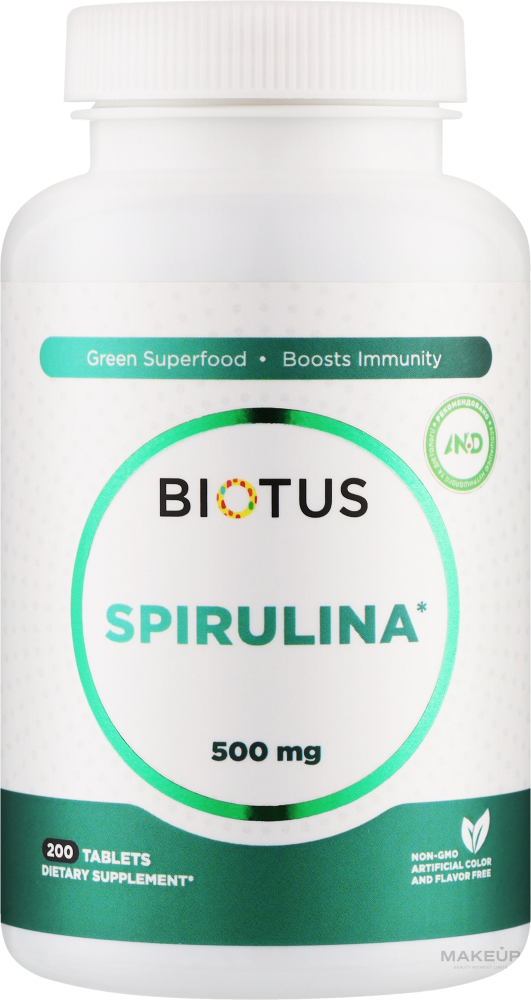 Дієтична добавка "Спіруліна ", 500 мг - Biotus Spirulina  — фото 200шт