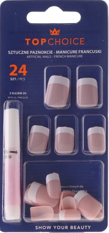 Накладные ногти "French Manicure", 74097 - Top Choice — фото N1