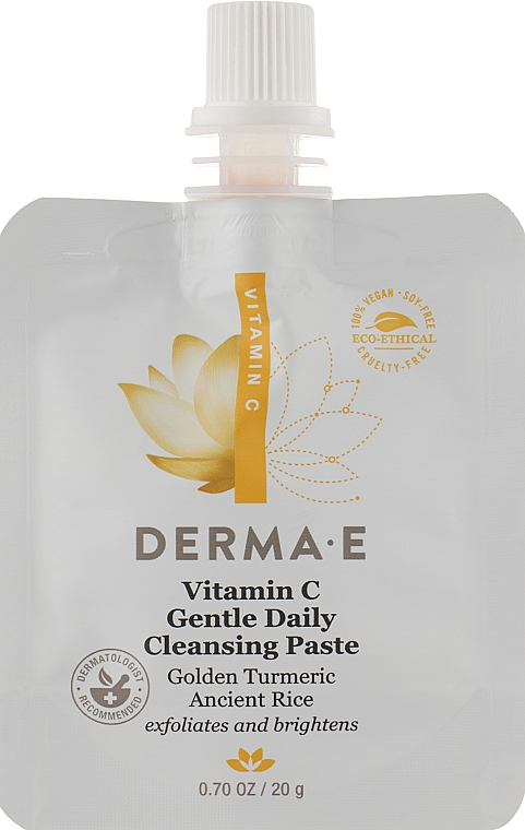 Ніжна освітлювальна щоденна паста 2-в-1 з вітаміном С - Derma E Vitamin C Gentle Daily Cleansing Paste (дой-пак) — фото N1
