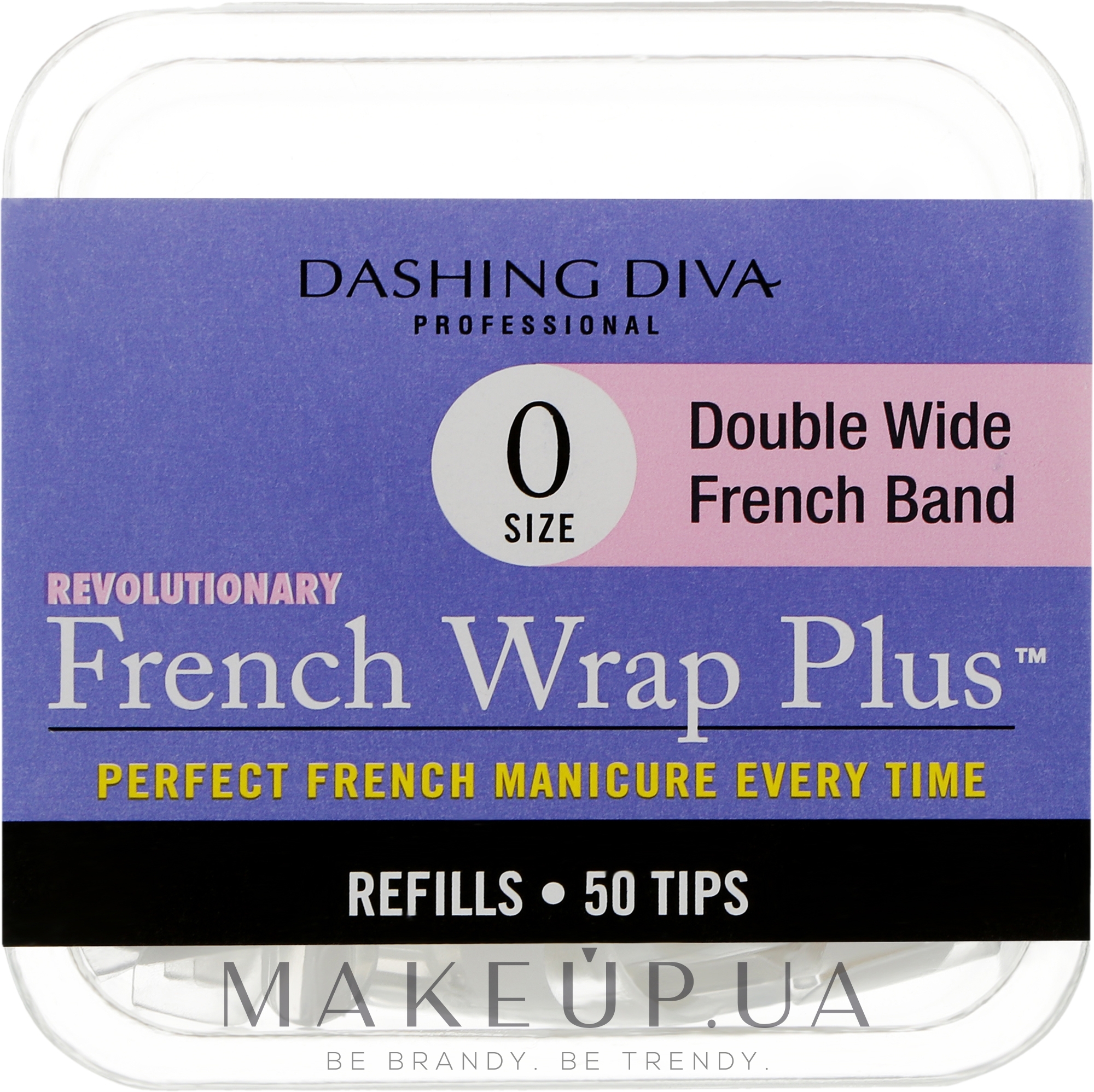 Типсы широкие "Френч Смайл+" - Dashing Diva French Wrap Plus Double Wide White 50 Tips (Size-0) — фото 50шт