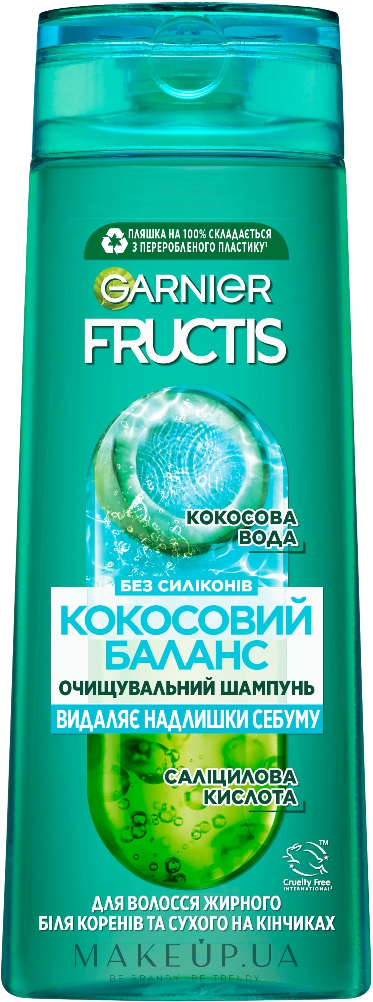 Шампунь для волос, жирных на корнях и сухих на кончиках, с кокосовой водой - Garnier Fructis Shampoo — фото 400ml