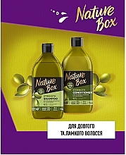 Бальзам для зміцнення довгого волосся та протидії ламкості з оливковою олією холодного віджиму - Nature Box Strength Vegan Conditioner With Cold Pressed Olive Oil — фото N3