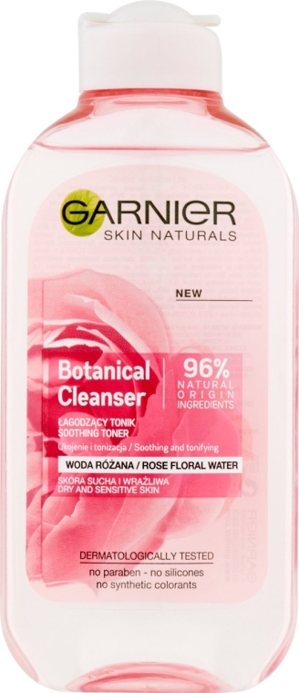 Успокаивающий тоник с розовой водой - Garnier Skin Naturals Botanical Rose Water Soothing Toner